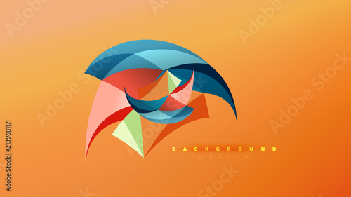 Abstract background - geometric origami style shape composition, triangular low poly design concept. Colorful trendy minimalistic illustration © antishock