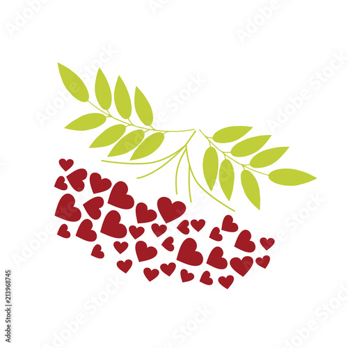Rowan, viburnum, love, heart, logo, sign, red berry