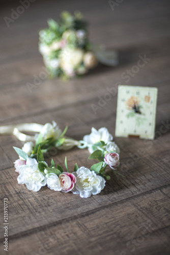 wreath, wedding decoration of the bride, flowers, bouquet © Natalia