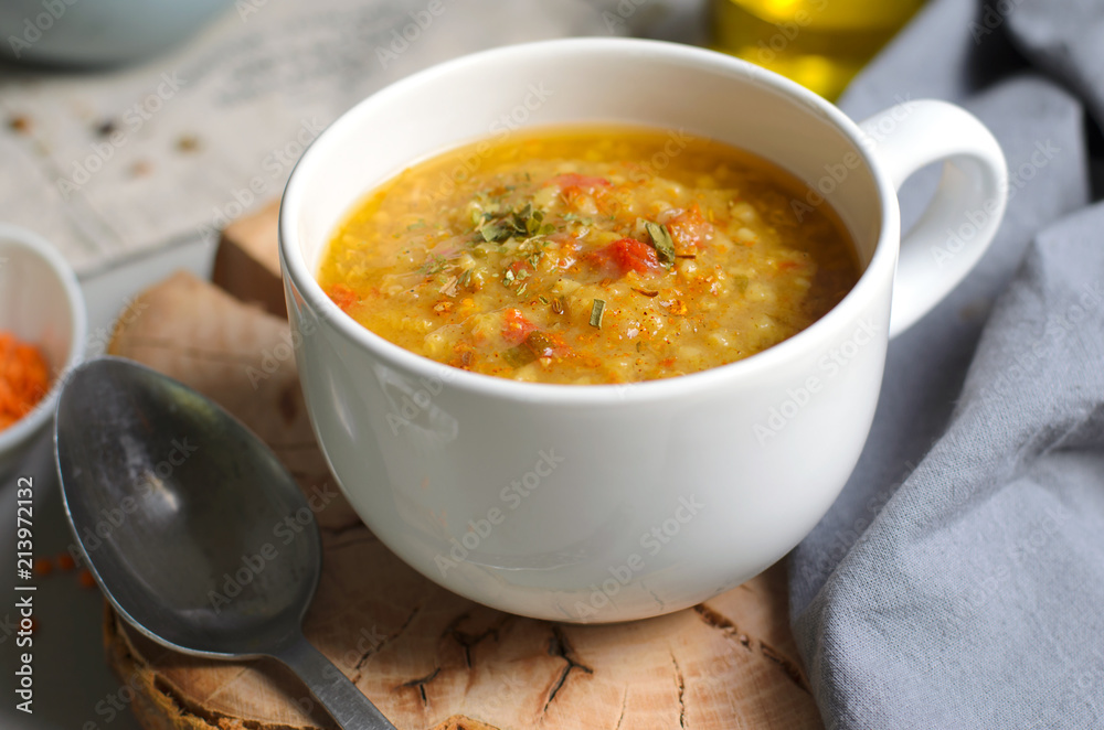 Lentil Bulgur Soup, Comfort Food, Turkish Cuisine Lentil Bulgur Soup, Comfort Food, Turkish Cuisine