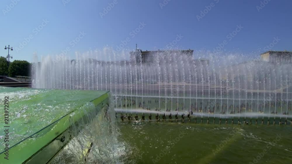 Fountain complex in Moskovskaya square in St. Petersburg in summer day. Fountain complex in Moskovskaya square in St. Petersburg in summer day.