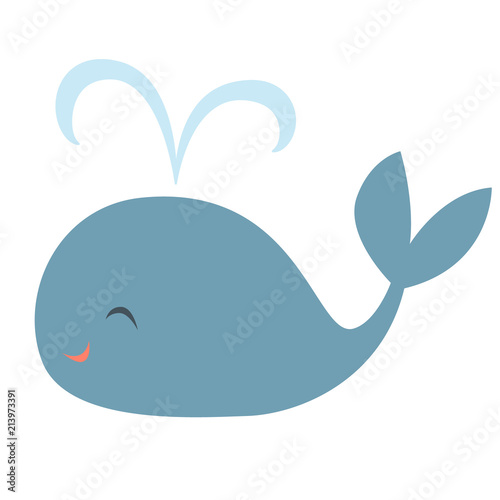 Vector illustration of a smiling blue whale
