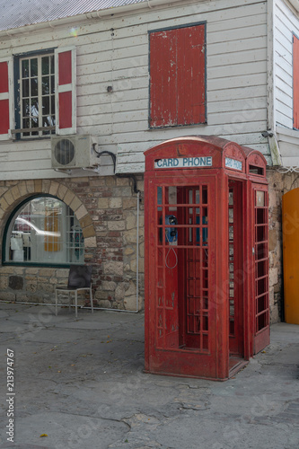 Antigua red telephone booth.