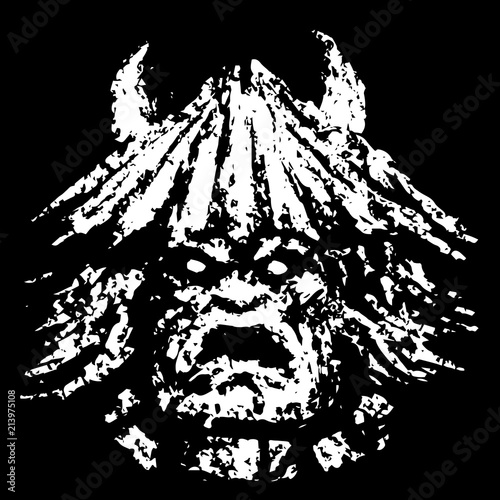 Grim demon face. Genre of horror. Vector illustration.