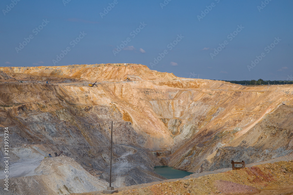 Gold and silver ore open pit quarry mining technology with machines
