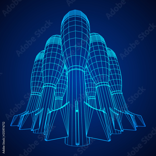 Missile, nuclear bomb or mortar mine Wireframe low poly mesh vector illustration
