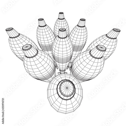Missile, nuclear bomb or mortar mine Wireframe low poly mesh vector illustration