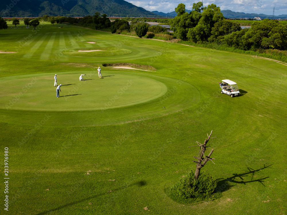 Fototapeta premium Golf course in river bed