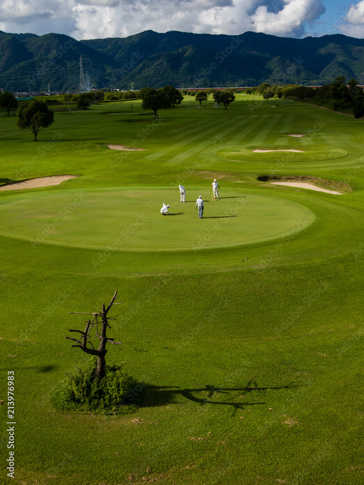 Fototapeta premium Golf course in river bed