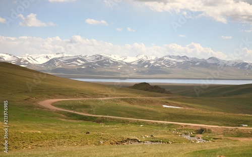 The beautiful scenic from Bishkek to Naryn with the Tian Shan mountains of Kyrgyzstan