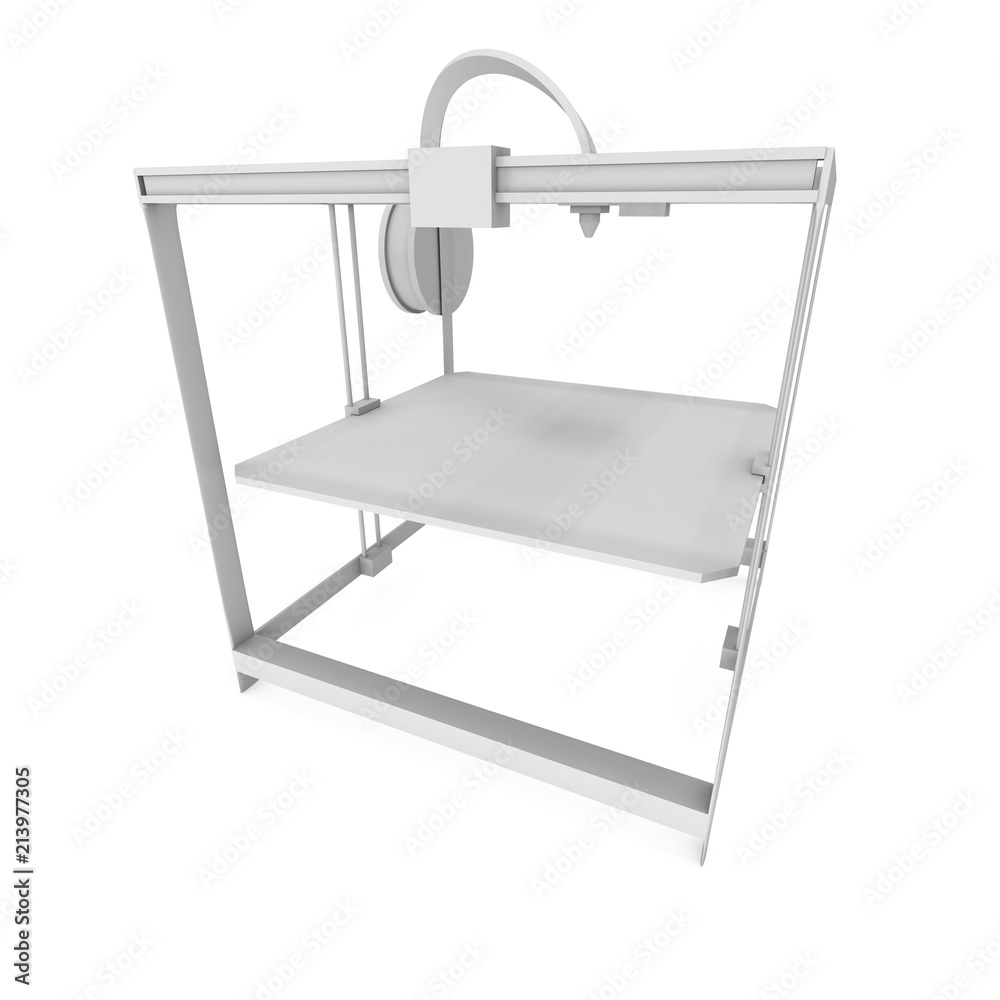 3D Printer isolated on white render illustration 3D Printer isolated on white render illustration