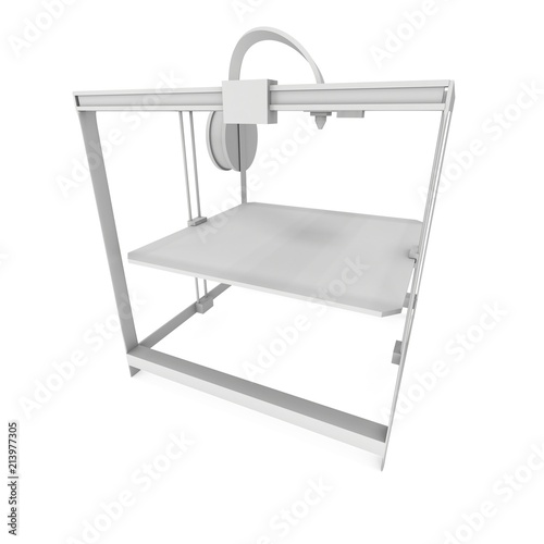 3D Printer isolated on white render illustration