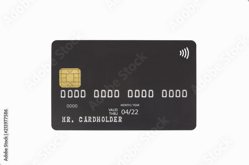 Black bank credit card isolated on white background