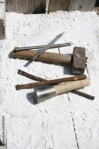 Sculptor tools of marble
