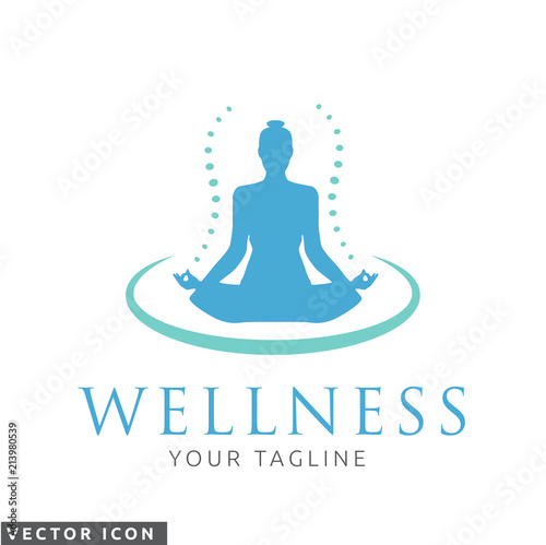 Woman silhouette in yoga pose Vector Logo/Icon