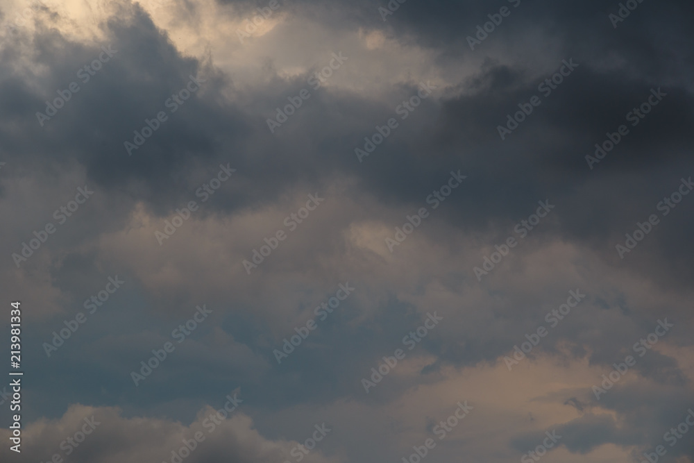 Dramatic thunderstorm clouds background at dark sky