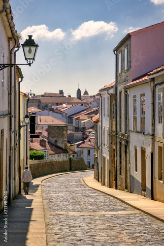 Cobbled street in Santiago de Compostela, Galicia, Spain. © Lux Blue