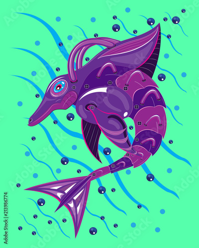 Violet dolphin from metal