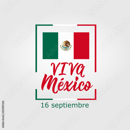 Viva Mexico, traditional mexican phrase holiday, lettering vector illustration