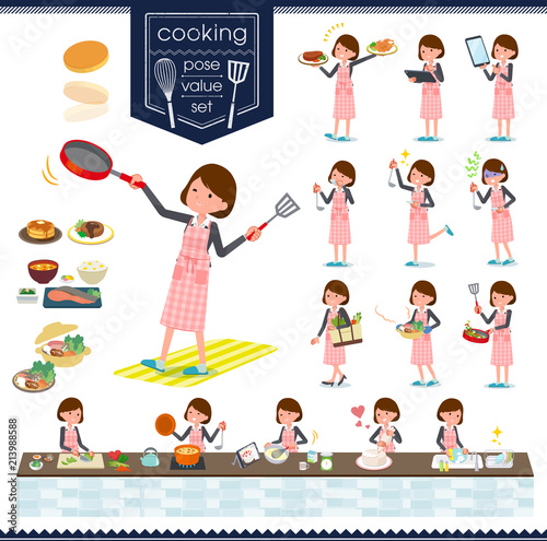 flat type Gray suit business women_cooking