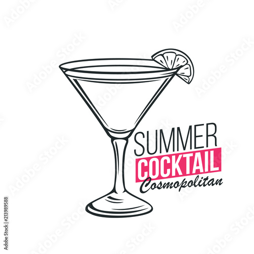 Obraz na plátně glass of Cosmopolitan cocktail
