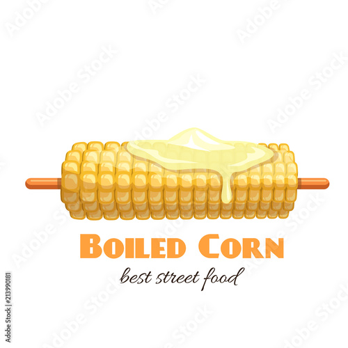 boiled corn on stick.