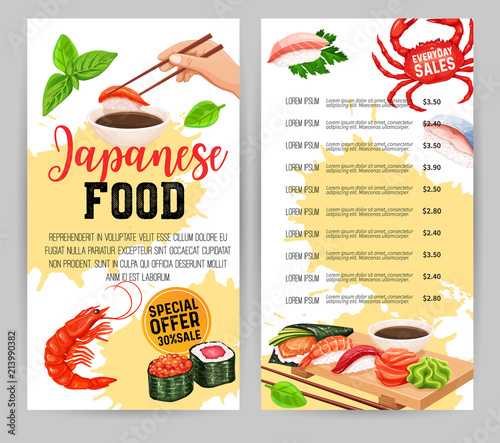 Japanese food menu design