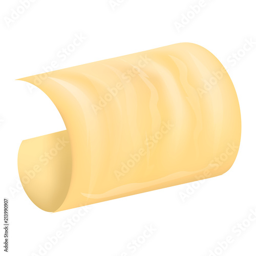 Slice of butter mockup. Realistic illustration of slice of butter vector mockup for web design isolated on white background