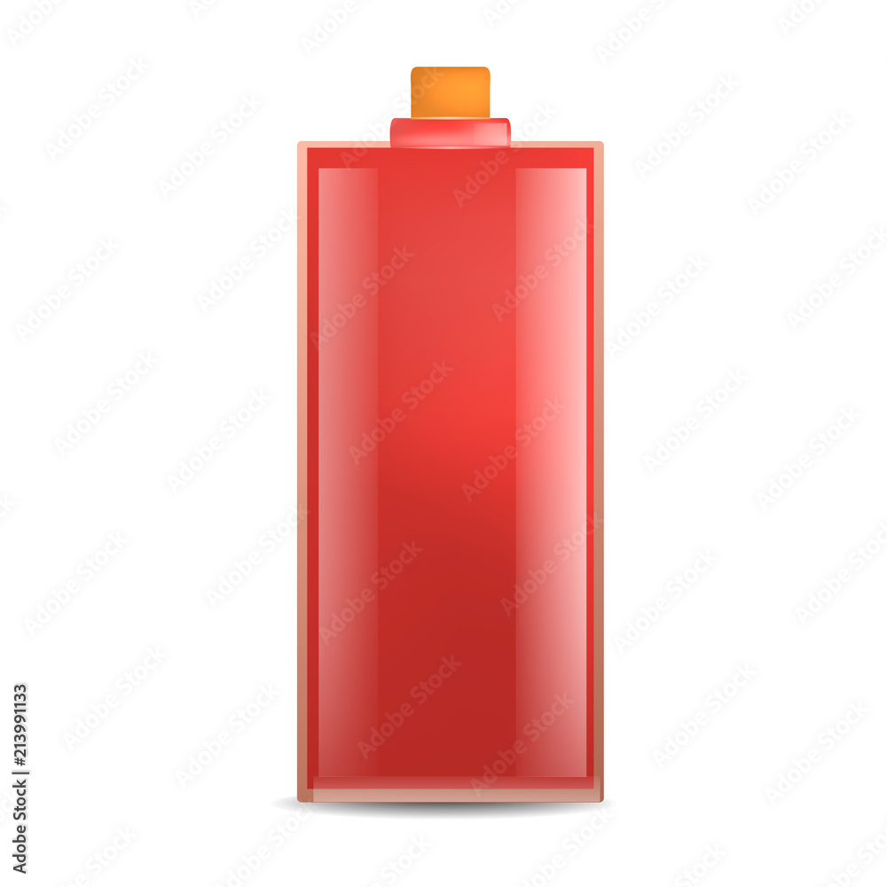 Red glass bottle mockup. Realistic illustration of red glass bottle vector mockup for web design isolated on white background Red glass bottle mockup. Realistic illustration of red glass bottle vector mockup for web design isolated on white background