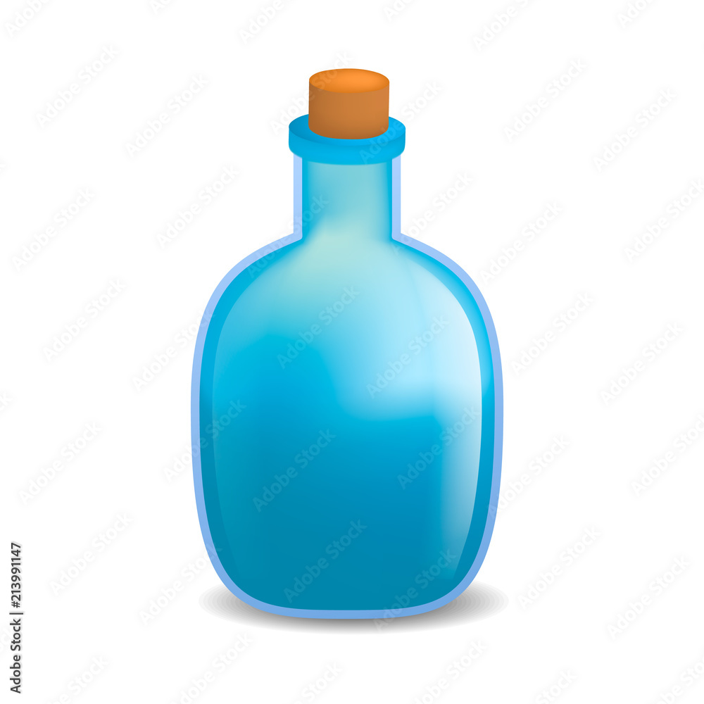 Blue poison bottle mockup. Realistic illustration of blue poison bottle vector mockup for web design isolated on white background Blue poison bottle mockup. Realistic illustration of blue poison bottle vector mockup for web design isolated on white background