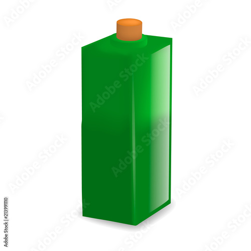 Green glass bottle mockup. Realistic illustration of green glass bottle vector mockup for web design isolated on white background