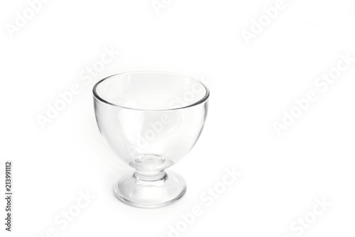 Empty Glass of Ice Cream or pudding on the white