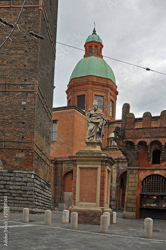 Italy, Bologna, St Petronius statue in Porta Ravegnana square. photo