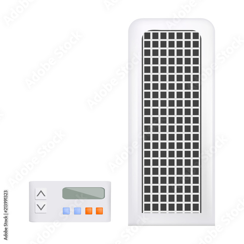 Floor home conditioner mockup. Realistic illustration of floor home conditioner vector mockup for web design isolated on white background