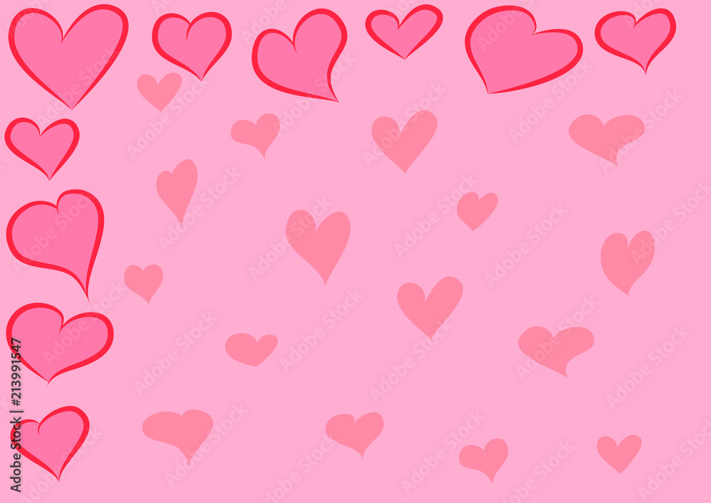 hearts lovely abstract frame background,  romantic pink hearts backdrop vector illustration