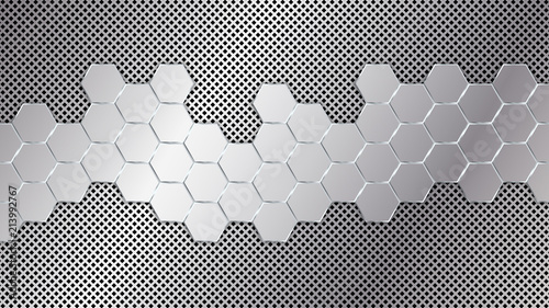 Honeycomb pattern. Geometric metal background. Vector illustration