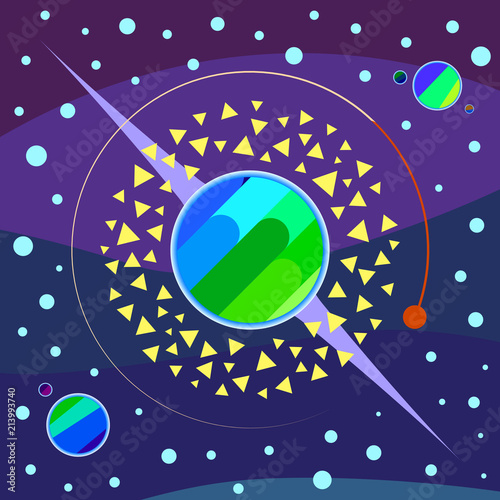 Planets Art Illustration Multicolored