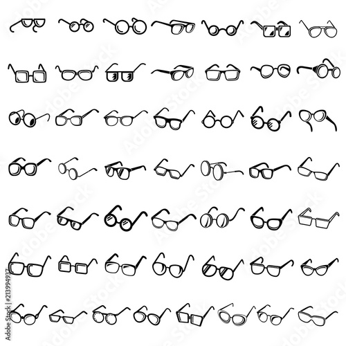 Glasses forms icons set. Simple illustration of 50 glasses forms vector icons for web