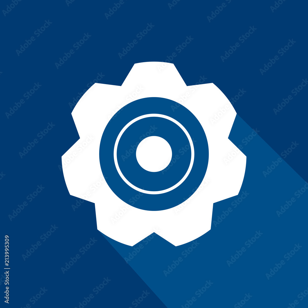 Flat icon of gear with long shadow. Flat icon of gear with long shadow.