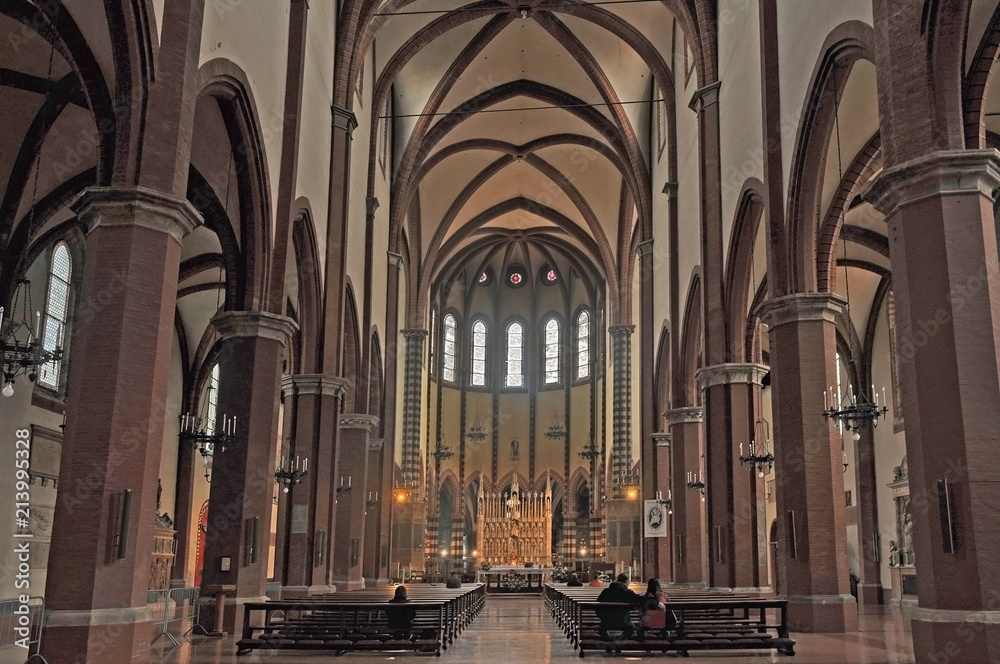 Italy, Bologna Saint Francis church interior.