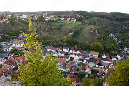 Overview of the historic old town of Pottenstein in Germany