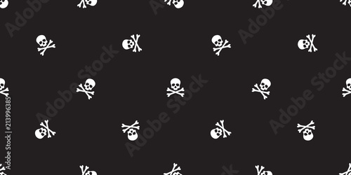 pirate seamless pattern vector crossbones Halloween skull isolated background wallpaper black