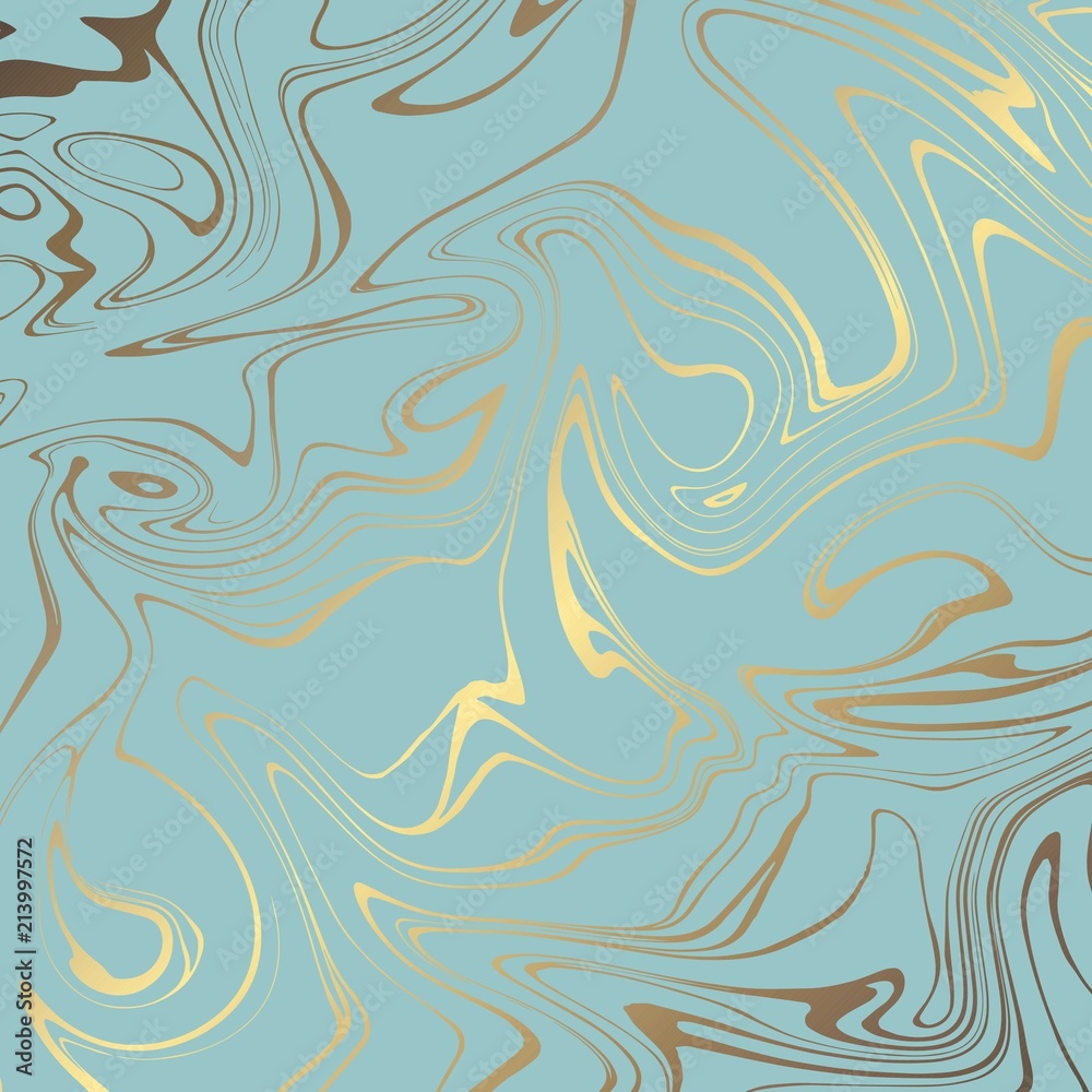 Turquoise marble with gold. Vector decorative background for design
