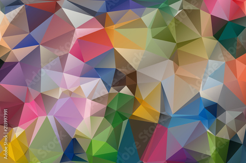 Multicolor background of triangles Bright colors, festive abstract background