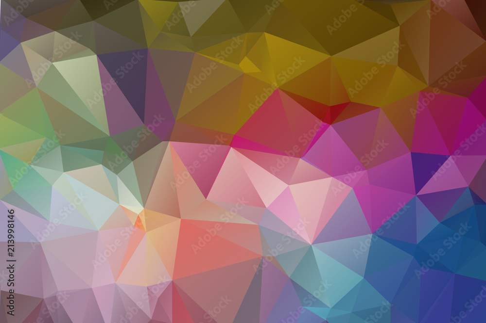 Multicolor background of triangles Bright colors, festive abstract background