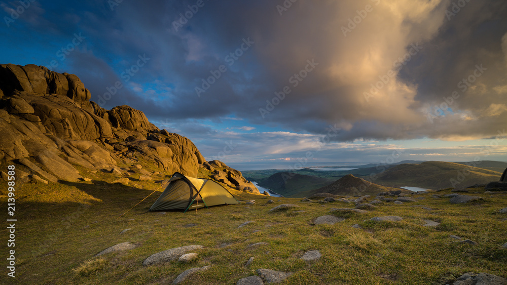Summit Camping on Slieve Bearnagh, Mourne Mountains Northern Ireland.