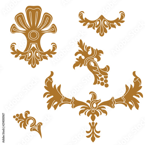 Golden vintage baroque ornament, corner. Retro pattern antique style acanthus.