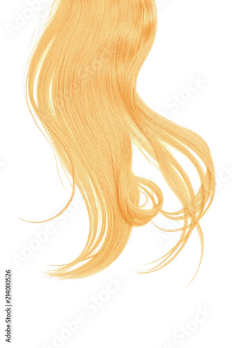 Long blowing hair, isolated on white background. Disheveled blond hair