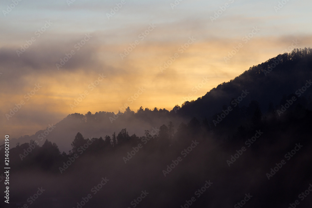 Colorful landscape of sunrise in the mountains, mountains of Colombia. Colorful landscape of sunrise in the mountains, mountains of Colombia.