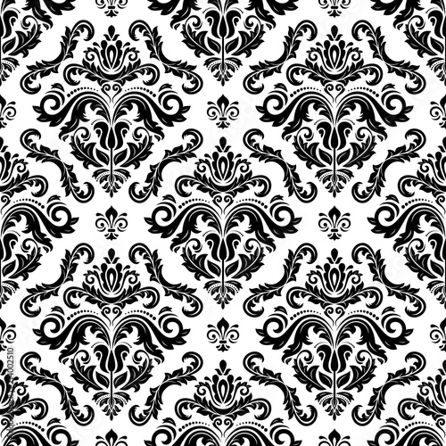 Orient classic black and white pattern. Seamless abstract background with repeating elements. Orient background